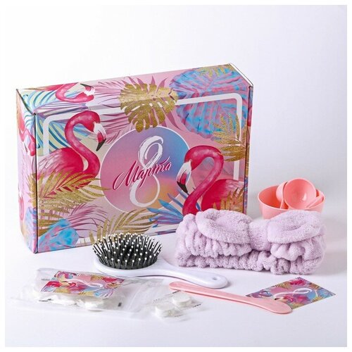 подарочный набор кистей со спонжем beautiful 16 х 4 х 18 7 см Подарочный набор «Фламинго», 27 х 7 х 18,5 см / Подарок
