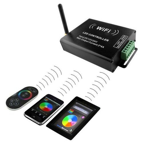 светодионый rgb контроллер12v 24v wifi wlan android ios 410904 Контроллер Master WiFi + RC LED RGB 12V/24V max 4A*3CH