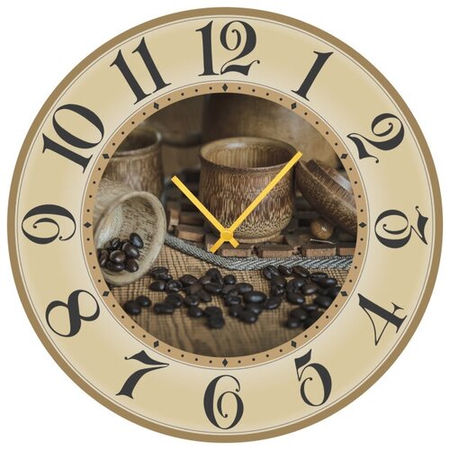 фото Svs настенные часы svs 4002137 kitchen чайник с зернами кофе