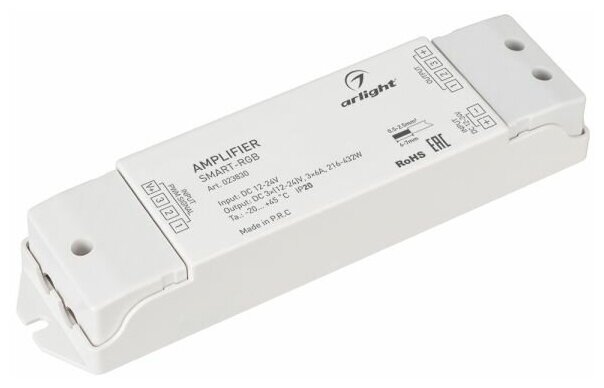 023830 Усилитель SMART-RGB (12-24V, 3x6A) (Arlight, IP20 Пластик, 5 лет)