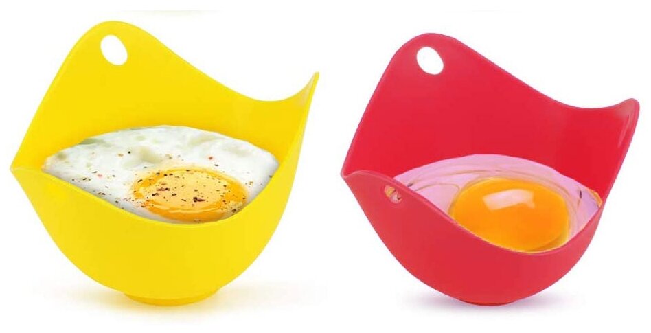Пашотница / силиконовые формы для яиц пашот (комплект форм силиконовых 2 шт, желтый и красный) - фотография № 5