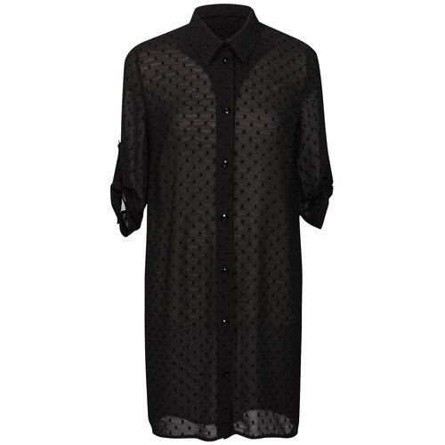 фото Платье-рубашка mila bezgerts, шифон, повседневное, прямой силуэт, размер 54, черный