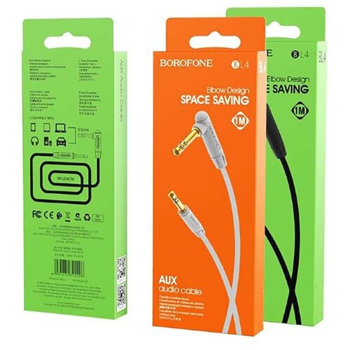 AUX Кабель Jack 3.5 /3.5 mm Borofone BL4 2 метра серый аудио кабель aux borofone bl4 3 5мм jack на 3 5мм jack 1м цвет чёрный