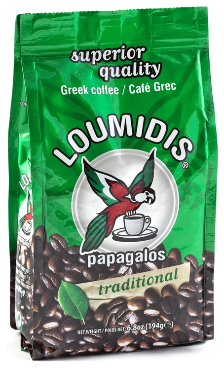 Традиционный греческий молотый кофе Loumidis Papagalos — 194 гр - фотография № 3