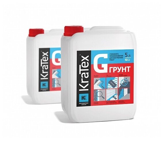 Грунт глубокого проникновения для внутренних работ "KRATEX" 1л