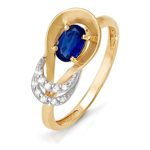 фото Золотое кольцо кюз del'ta dбр210069 с бриллиантом и сапфиром diamant-online