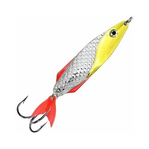 фото Блесна летняя aqua для рыбалки финт 24,0g цвет 04 (серебро, желтый флюр), 1 штука