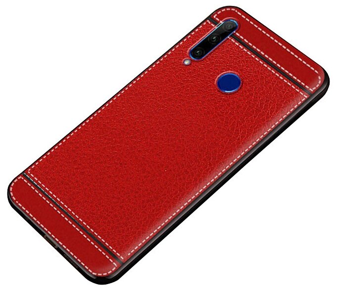 Чехол-накладка MyPads на Apple iPhone XS Max из качественного износостойкого силикона с декоративным дизайном под кожу с тиснением красный