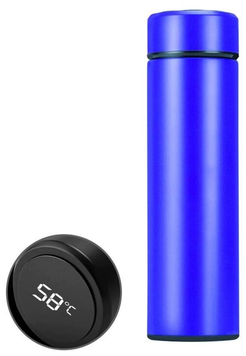 Термос с датчиком температуры и сенсорным дисплеем, 0,5 л, синий