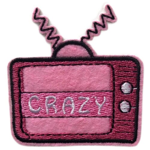 Нашивка Заплатка Шеврон Текстильный патч Crazy Розовый телевизор