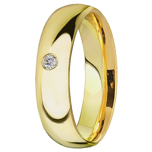 Кольцо обручальное Юверос, желтое золото, 585 проба, бриллиант, размер 16
