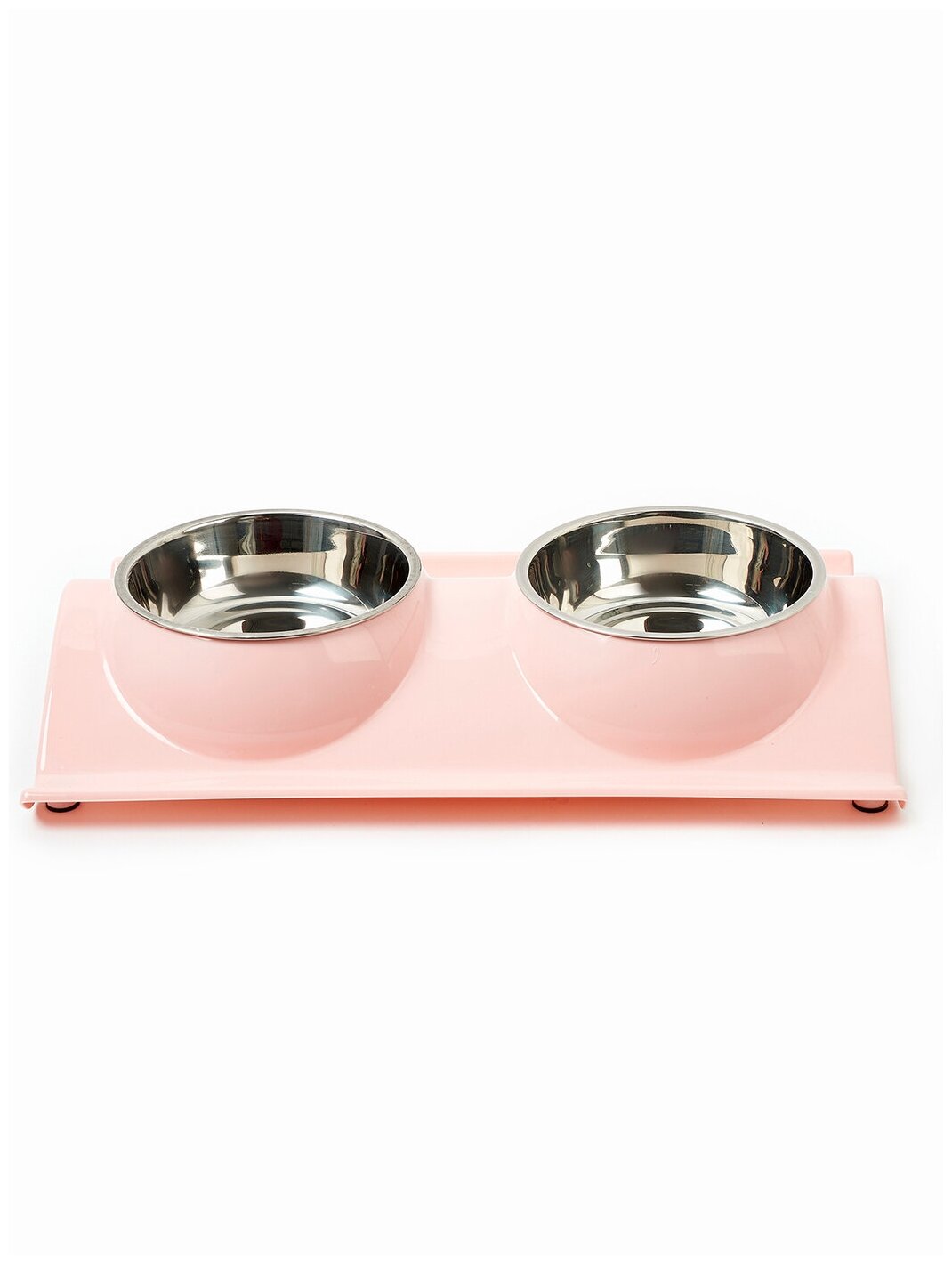 Миска для животных для кошек и собак двойная на подставке, Любимое лакомство 3, цвет: розовый