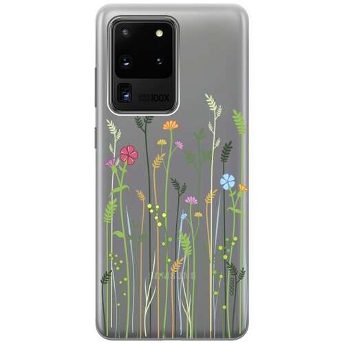 Ультратонкий силиконовый чехол-накладка Transparent для Samsung Galaxy S20 Ultra с 3D принтом Flowers & Fern ультратонкий силиконовый чехол накладка для samsung galaxy s20 с 3d принтом lilac flowers