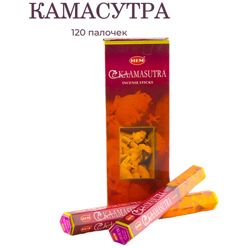 Купить Палочки ароматические благовония HEM ХЕМ Камасутра Kamasutra, 6 упаковок, 120 шт, красный, дерево
