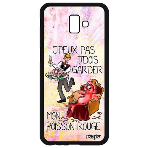 фото Противоударный чехол на телефон // galaxy j6 plus 2018 // "не могу - у меня красная рыбка!" отговорка карикатура, utaupia, светло-розовый