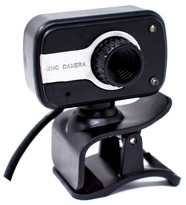 Веб камера для компьютера, со встроенным микрофоном VK-101 черная, крепление на монитор, USB 2.0, совместимость с Windows