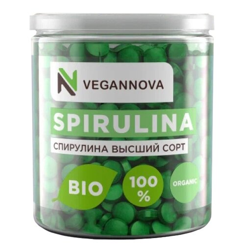 Спирулина в таблетках Vegannova, пластиковая банка, 200 г