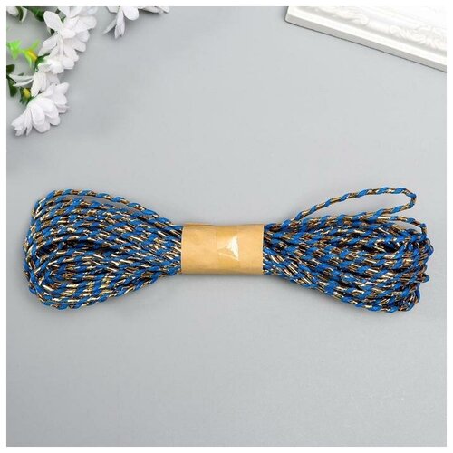 фото Арт узор тесьма декоративная "сине- золотая" намотка 10 метров