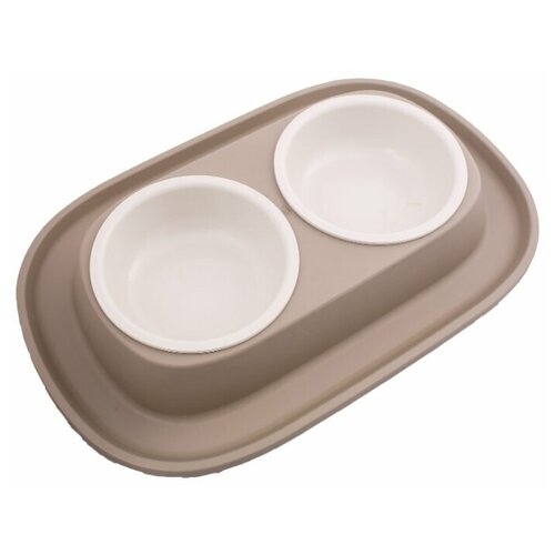 фото Миска lilli pet двойная на подставке 31*20*3,5см, мокко