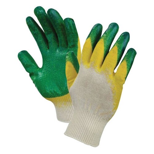 Перчатки х/б с 2-х слойным латексным покрытием (Желто-зеленые) awg w 05 перчатки утепленные с 2 х слойным латексным покрытием