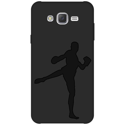 Матовый чехол Kickboxing для Samsung Galaxy J7 (2015) / Самсунг Джей 7 2015 с эффектом блика черный