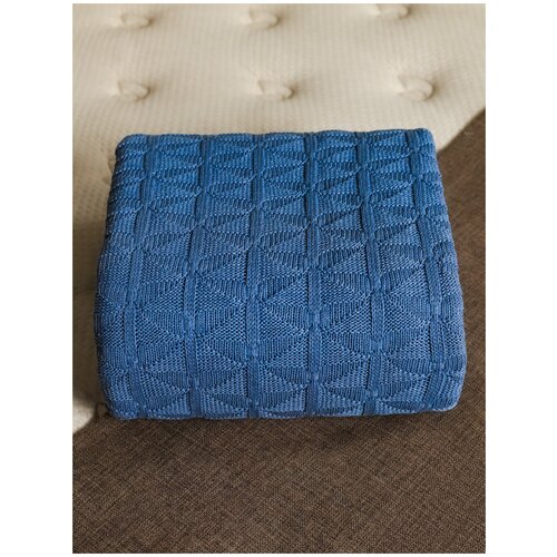 Плед вязаный, Warm Whiff, R-26, зеленый, 180х220, хлопок, покрывало для подростка, сна, дивана, на кресло, большой, тонкий, натуральный