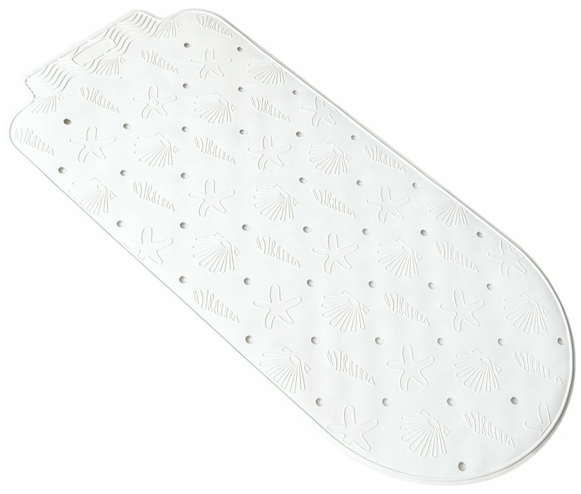 фото Коврик для ванной нескользящий, на присосках 37X77 СМ. Италия. Цвет-белый