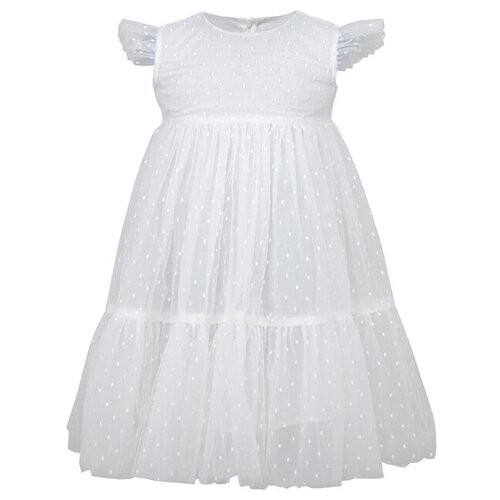 фото Платье андерсен для девочки, белый фатин в горошек, размер 116