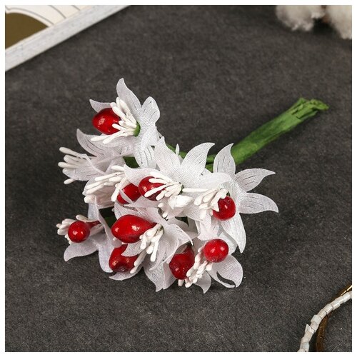 фото Декор для творчества"белые хризантемы, красный"10 см (1 набор=1 букету) в букете 12 цветов 3744968 сима-ленд