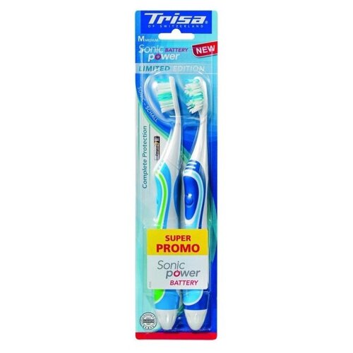 звуковая зубная щетка Trisa Sonic Power Battery Complete Protect Medium Duo bluegreen 355100₽