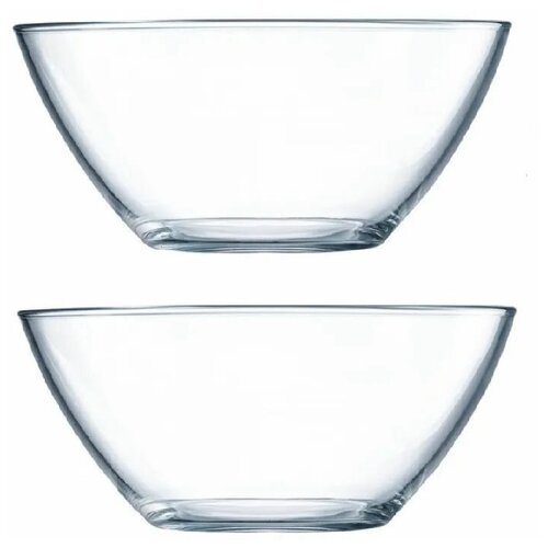 фото Набор салатников глубоких из прозрачного упрочненного стекла 2 литра, диаметр 215 мм, 2 штуки доставка счастья