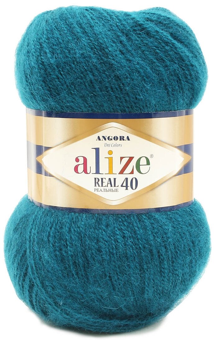 Пряжа для вязания ALIZE 'Angora real 40', 100 г, 480м (40% шерсть, 60% акрил) (17 петроль), 5 мотков