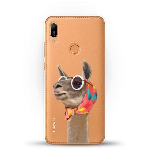 Силиконовый чехол Лама в очках на Huawei Y6 (2019)