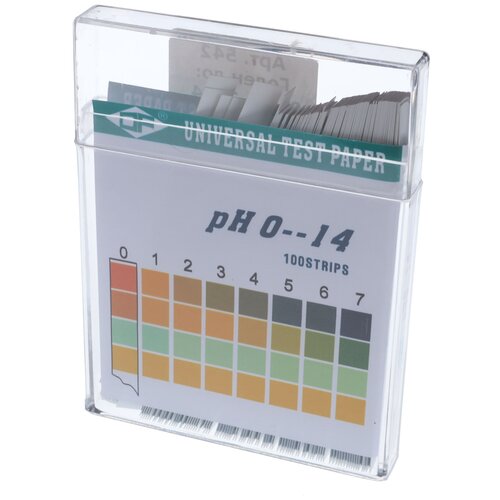 Лакмусовая бумага (pH тест) 100 полосок, пластиковый бокс, от 1 до 14 pH