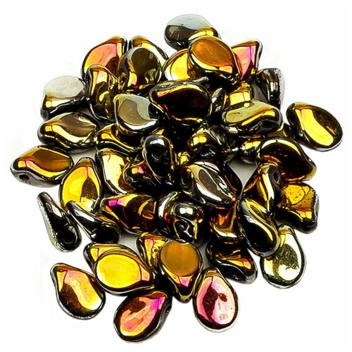 Стеклянные чешские бусины, Pip Beads, 5х7 мм, цвет Jet Full Marea, 50 шт.