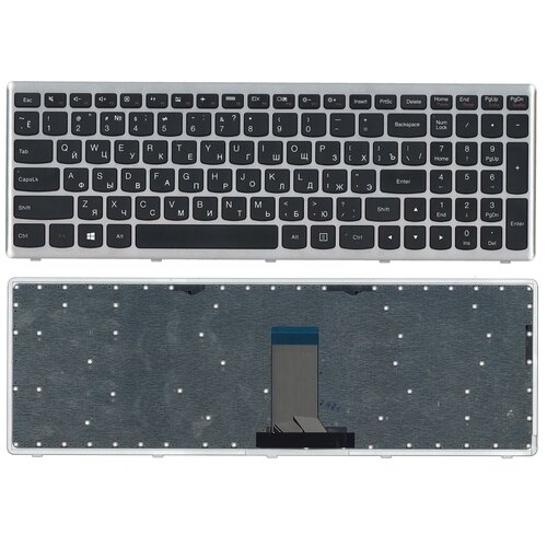 Клавиатура для ноутбука Lenovo IdeaPad U510 Z710 черная с серебристой рамкой 1950₽