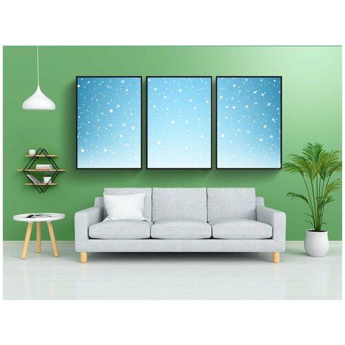 фото Набор модулных постеров для интерьера "зимний фон, снег, рождество" 60x90 см. в тубусе, без рамки lotsprints