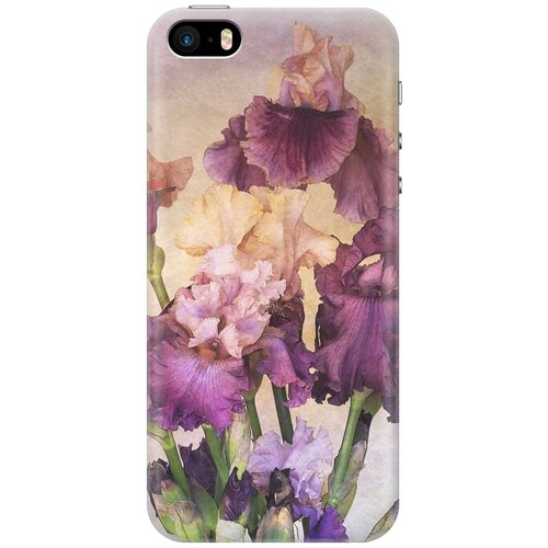 фото Re:paчехол - накладка artcolor для apple iphone se / 5s / 5 с принтом "фиолетовые цветы"