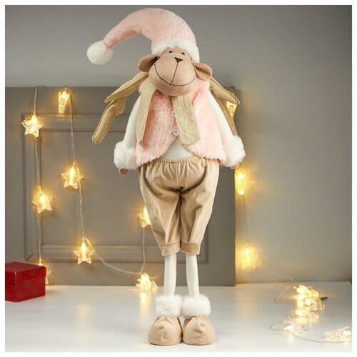 Кукла интерьерная Лосик в розовом меховом жилете 85х15х27 см
