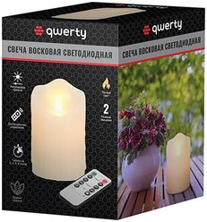 QWERTY Свеча светодиодная многофункциональная, воск, 7,5*11,5 см, без батарейки, с пультом ДУ