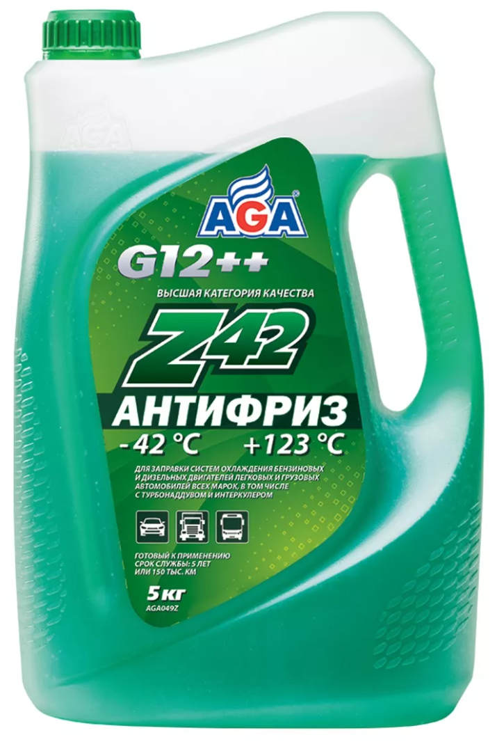Антифриз готовый AGA -42С/+123С зелёный, 5 л .