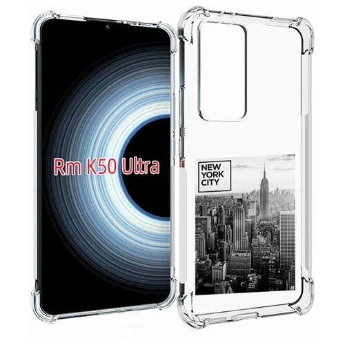 Чехол MyPads черно белый Нью-Йорк для Xiaomi 12T / Redmi K50 Ultra задняя-панель-накладка-бампер