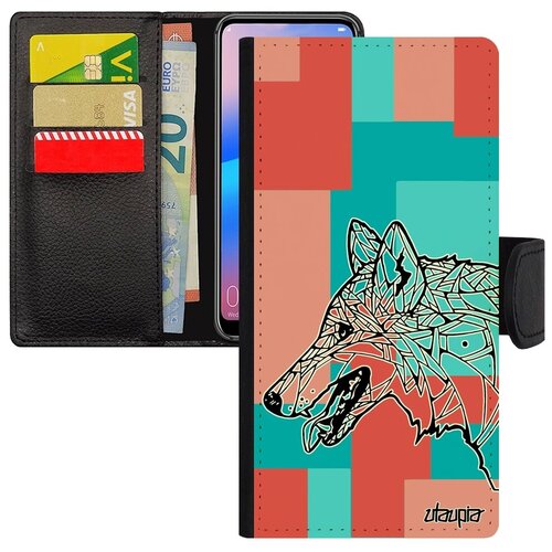 фото Красивый чехол-книжка для мобильного // galaxy a10 // "волк" древний одинокий, utaupia, фиолетовый