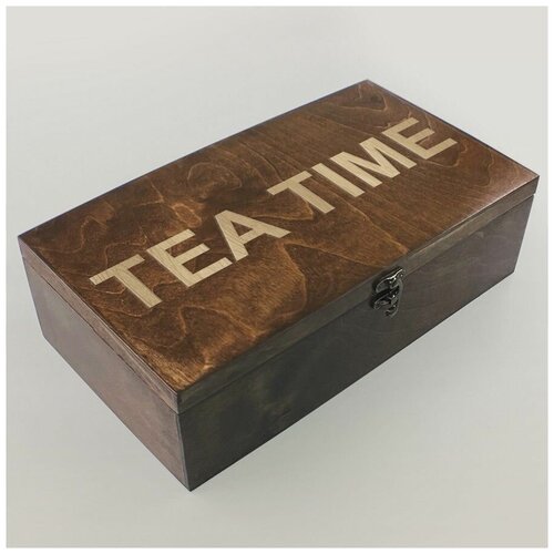 Коробка для чайных пакетиков Чайница 8 отделений с узором надписи, tea time, время чая - 170
