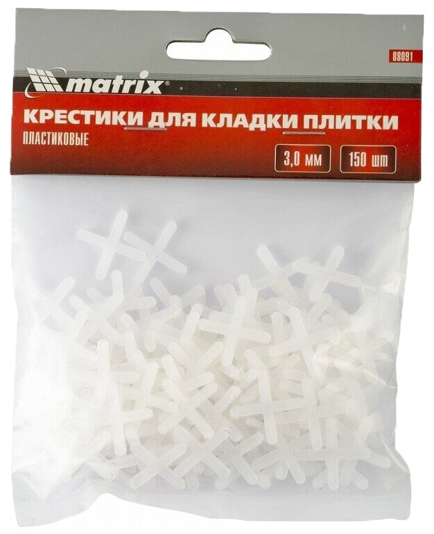 Крестик для укладки плитки matrix 88091, белый, 150 шт.