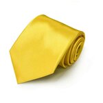 Однотонный желтый атласный галстук 843662 - изображение