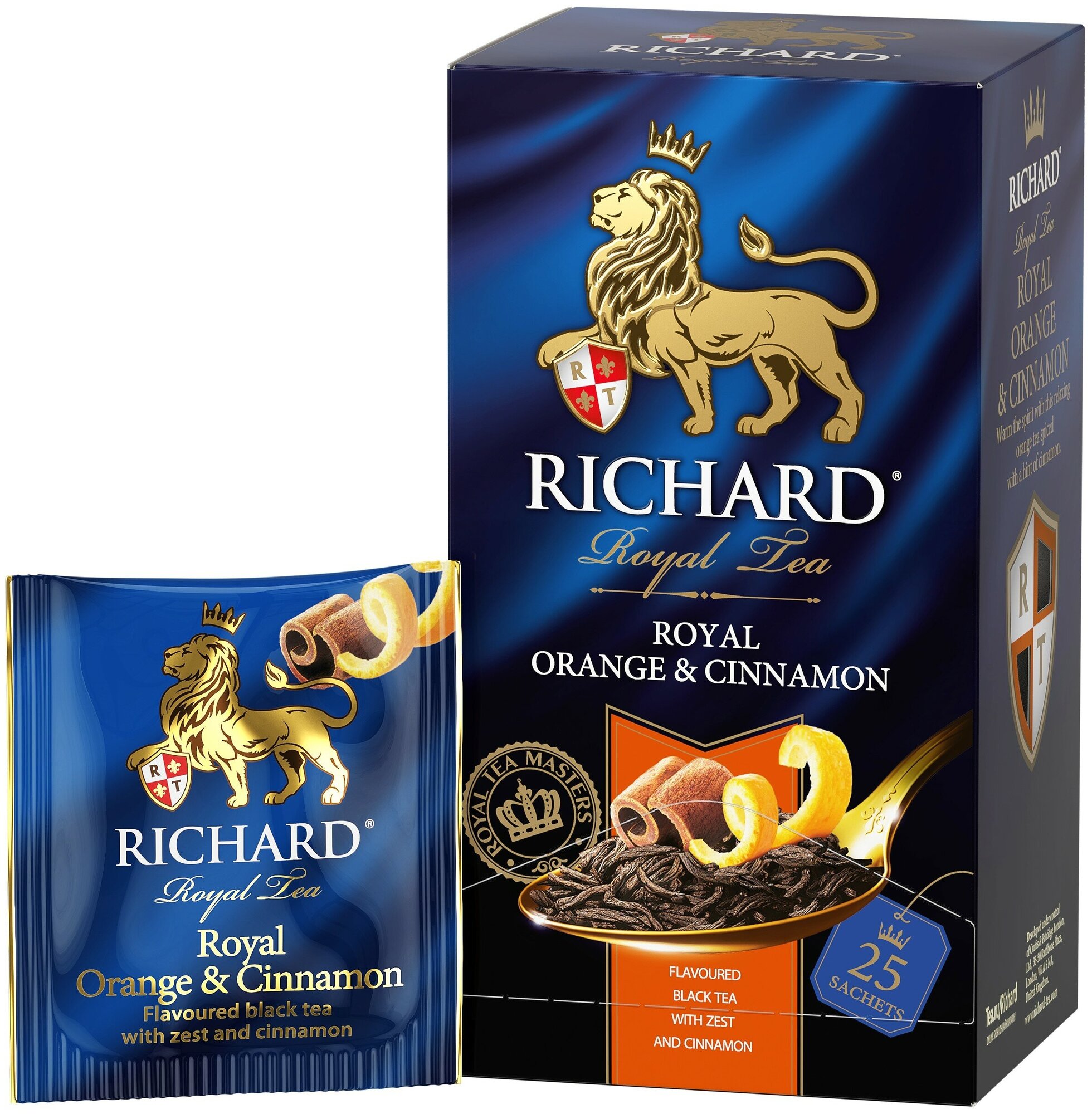 Чай Richard "Royal Orange & Cinnamon" черный ароматизированный 25 сашет х 6 упаковок - фотография № 3