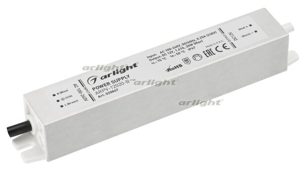 Блок питания ARPV-12020-B (12V, 1.7A, 20W) (Arlight, IP67 Металл, 3 года)