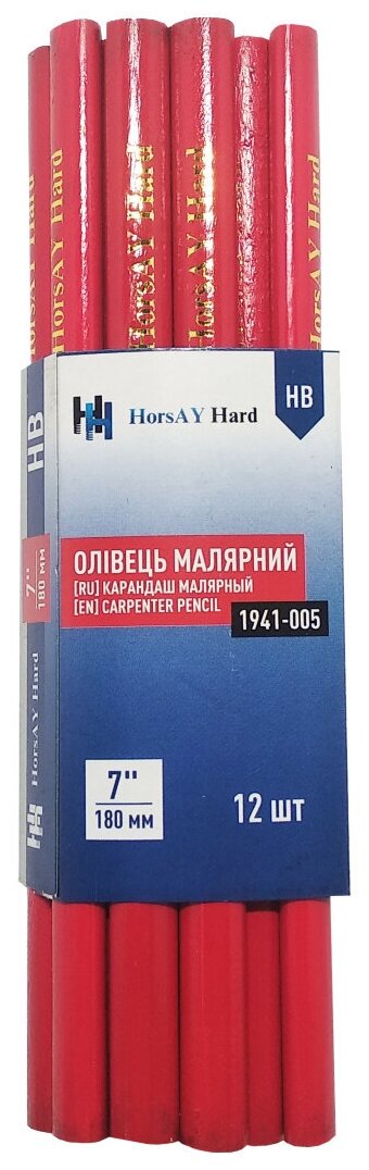 фото Карандаши столярные (строительные) 180мм, набор 12 шт,