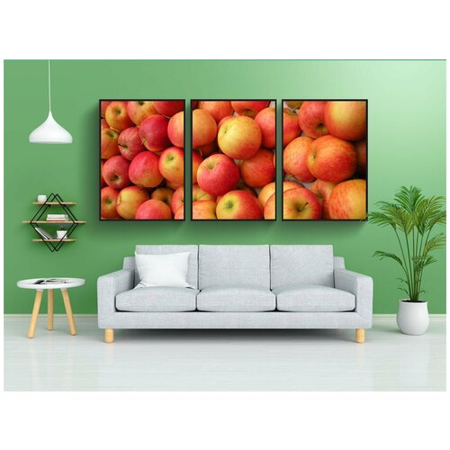 фото Набор модулных постеров для интерьера "зеленщик, плоды обрешеткой, яблоки" 60x90 см. в тубусе, без рамки lotsprints